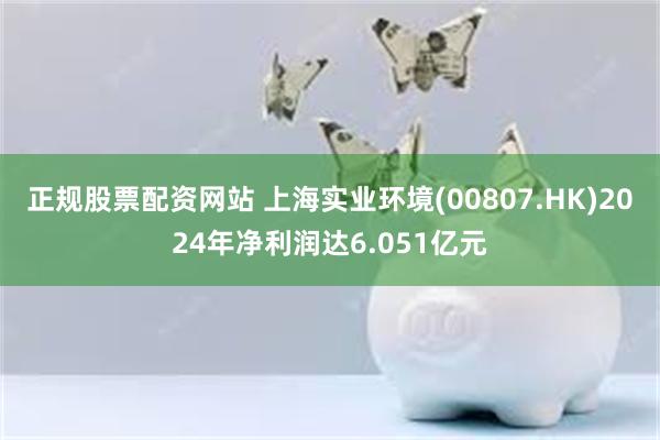 正规股票配资网站 上海实业环境(00807.HK)2024年净利润达6.051亿元