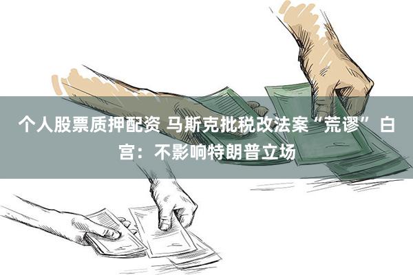 个人股票质押配资 马斯克批税改法案“荒谬” 白宫：不影响特朗普立场