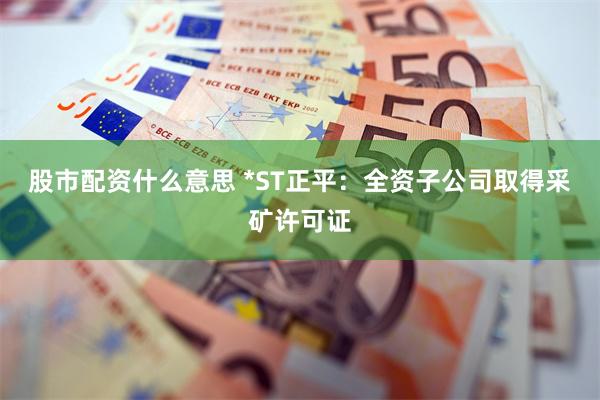 股市配资什么意思 *ST正平：全资子公司取得采矿许可证